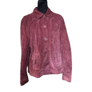 Vintage CHEROKEE Suede‎ Jacket Women’s S Mauve Leather Button Up Lined Pockets L